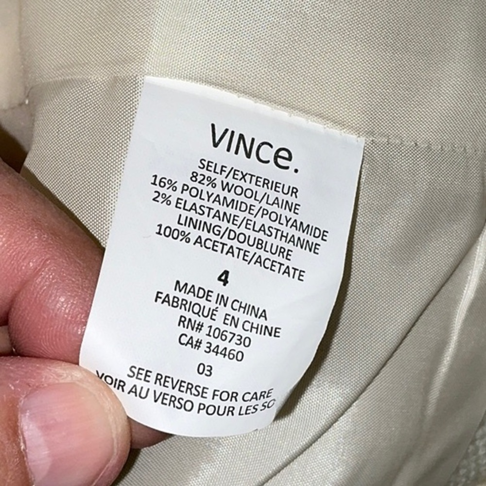 Vince, Cream Wool Moto Jacket, Size 4 - Picture 8 of 14